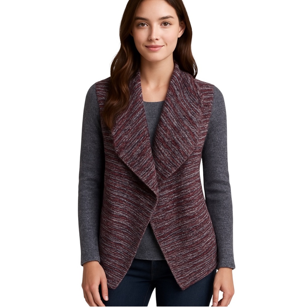 Lucky Brand Wool Blend Open Front Cozy Cardigan Sweater - S